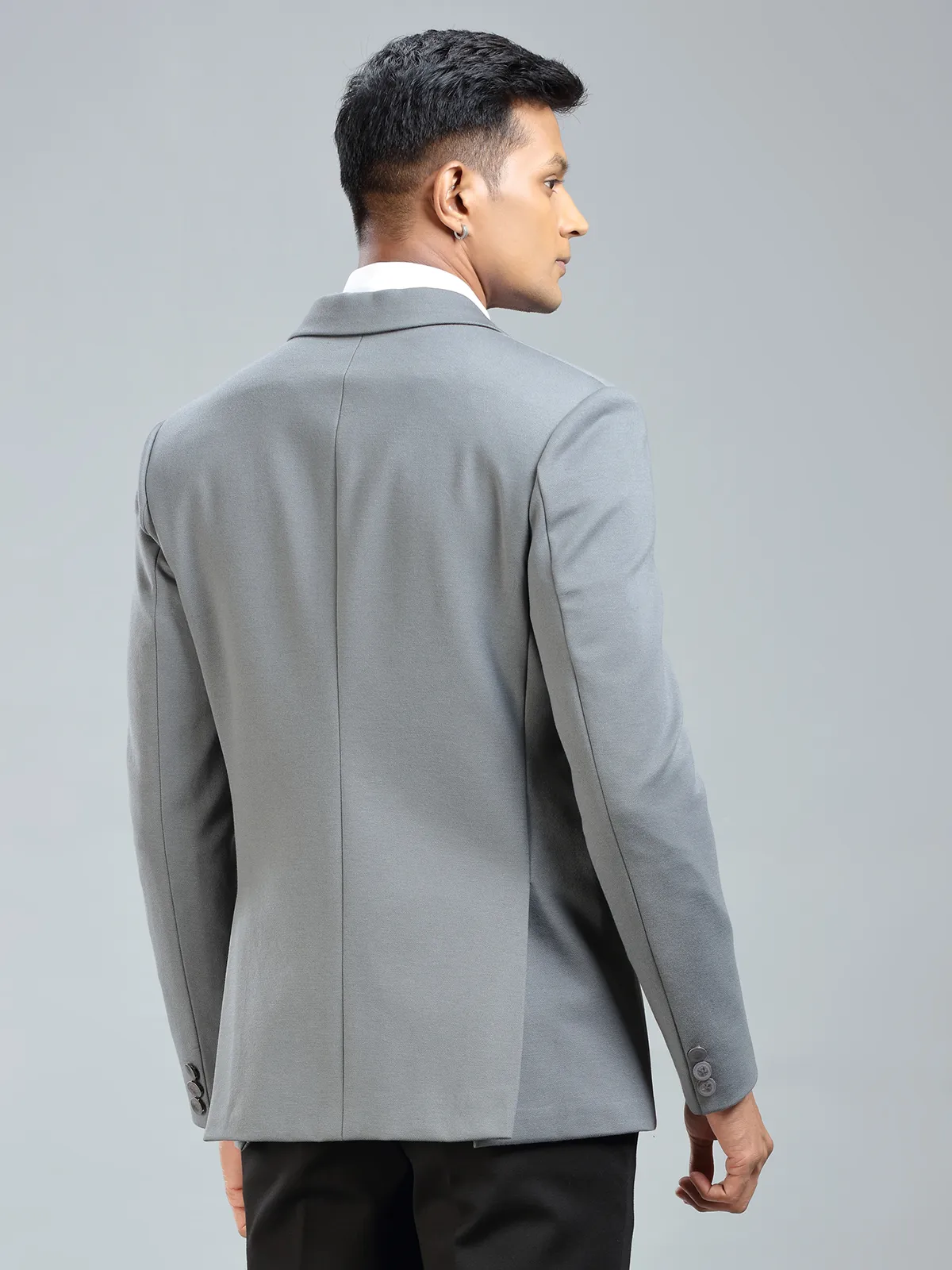 Subtle grey terry rayon blazer for men