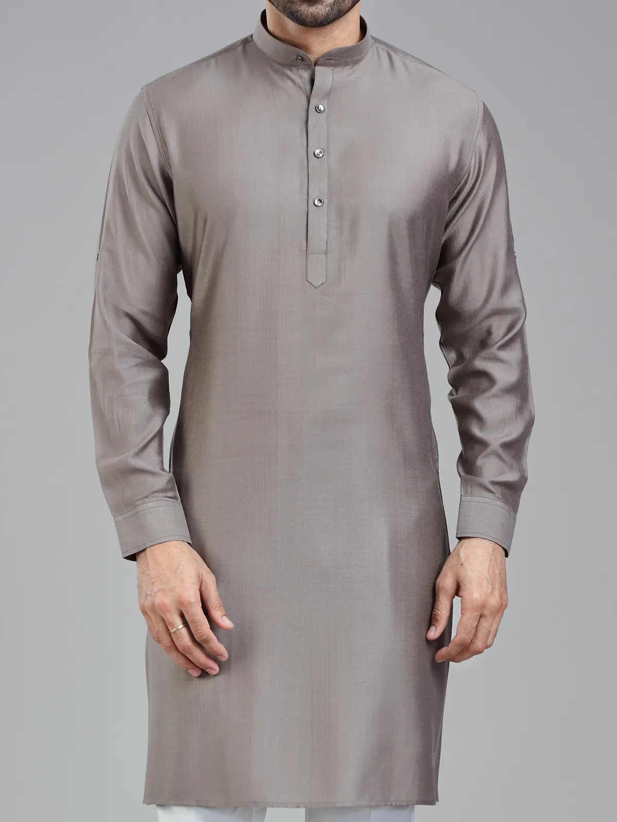 Taupe grey festival ready kurta pajama for men