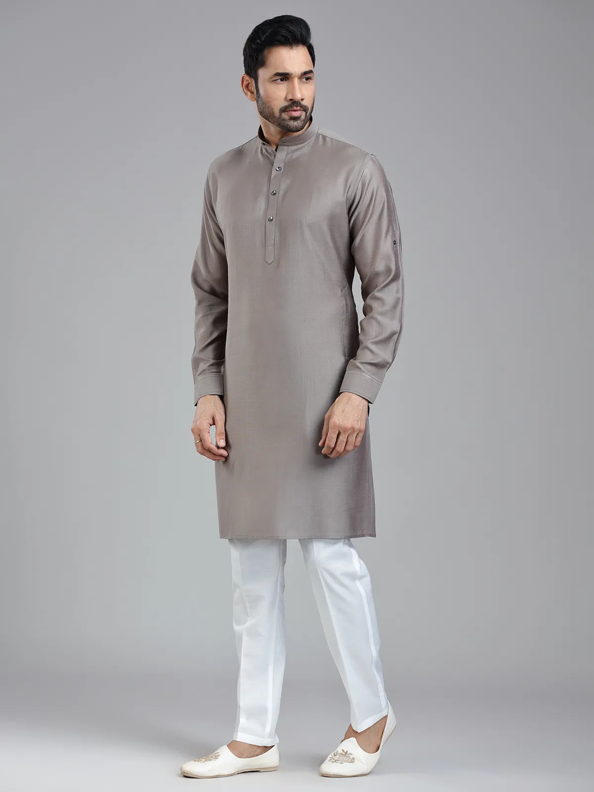 Taupe grey festival ready kurta pajama for men