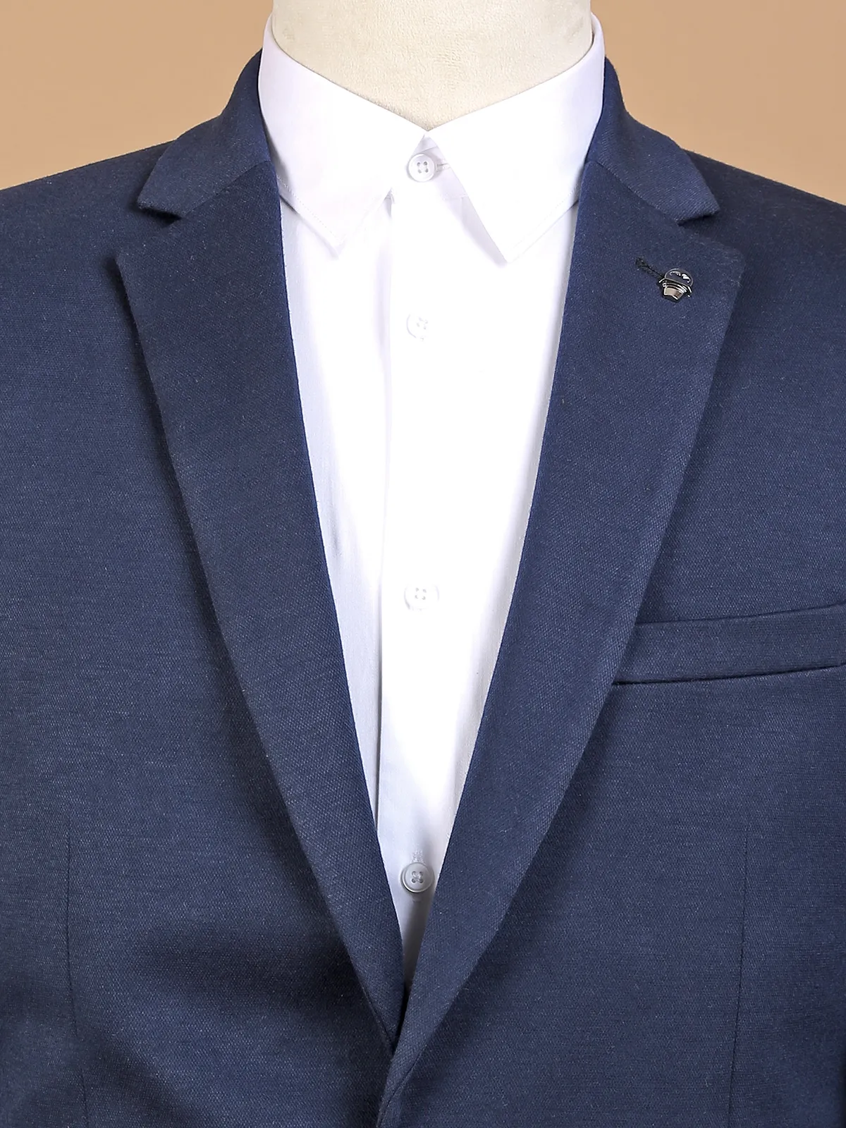 Terry rayon navy solid men blazer