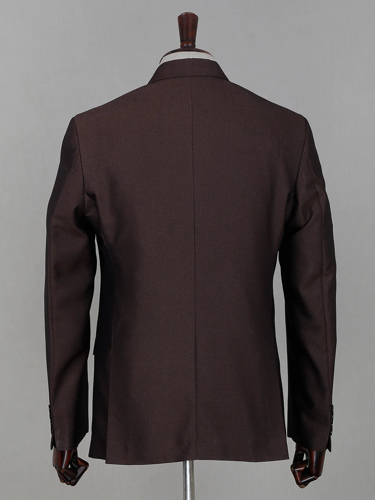 Terry rayon solid dark brown mens coat suit