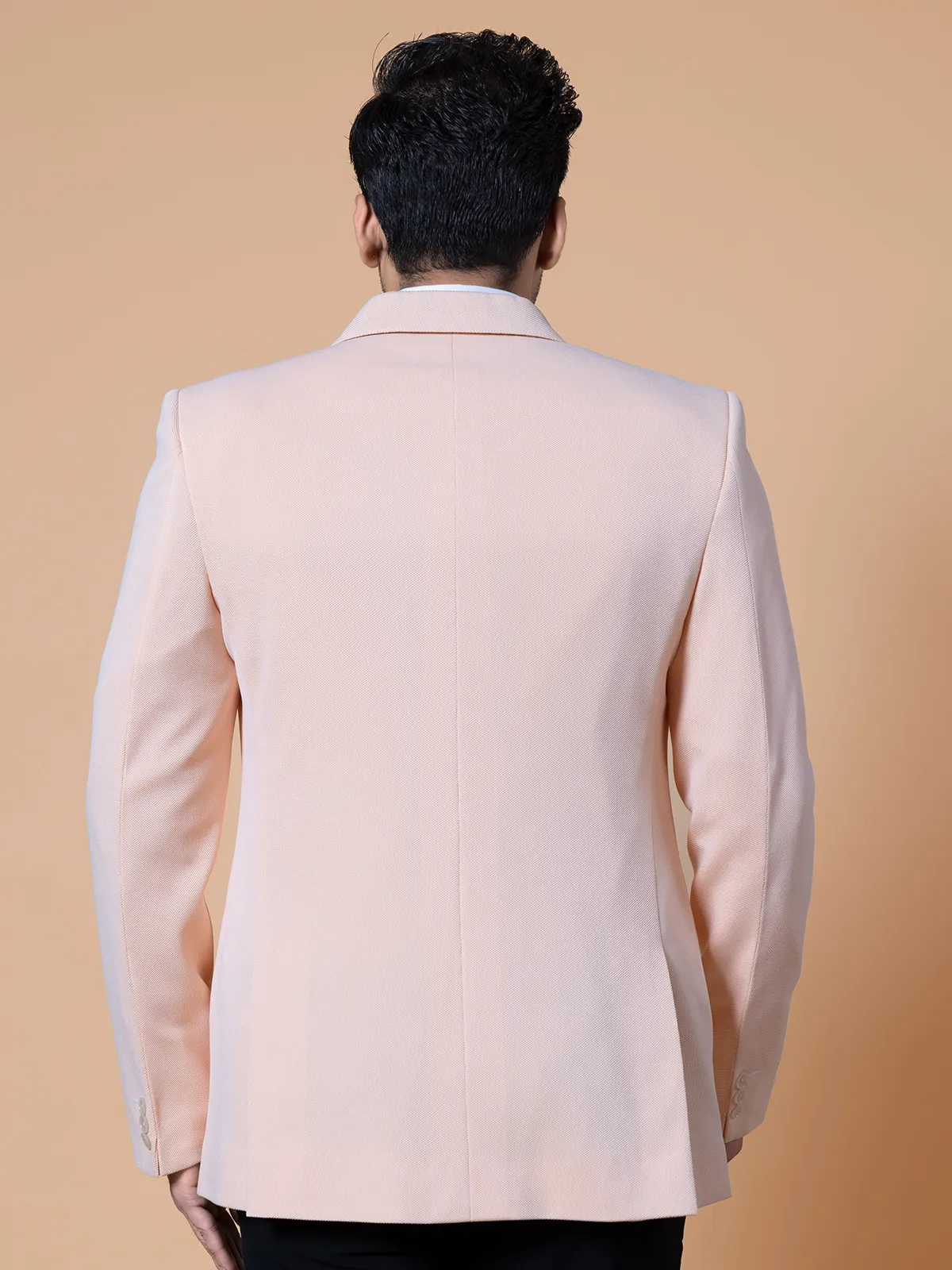 Terry rayon solid reception wear peach blazer