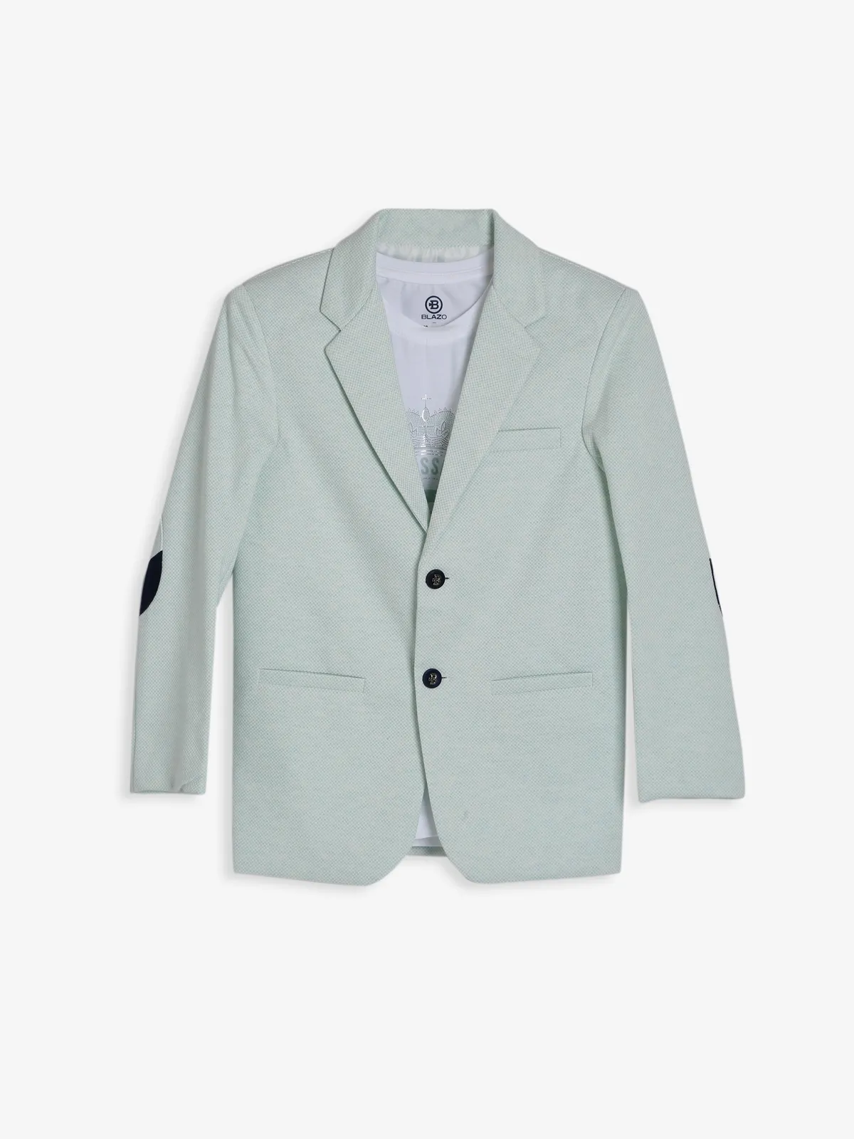 Terry rayon textured pista green blazer