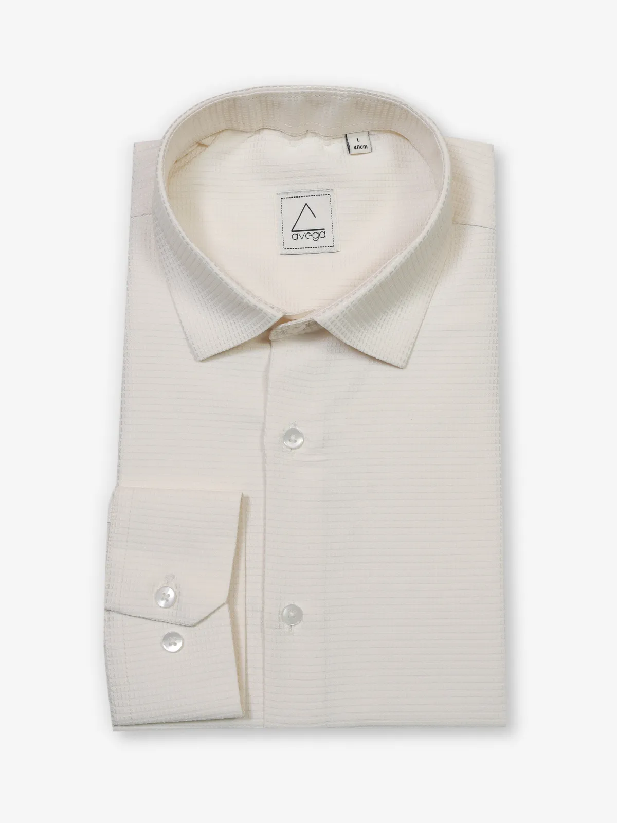 Textured cotton cream party wear shirt