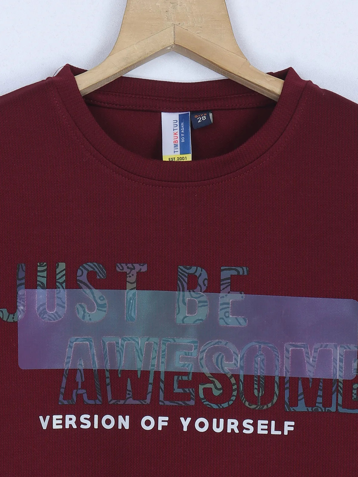 Timbuktu maroon printed cotton t shirt