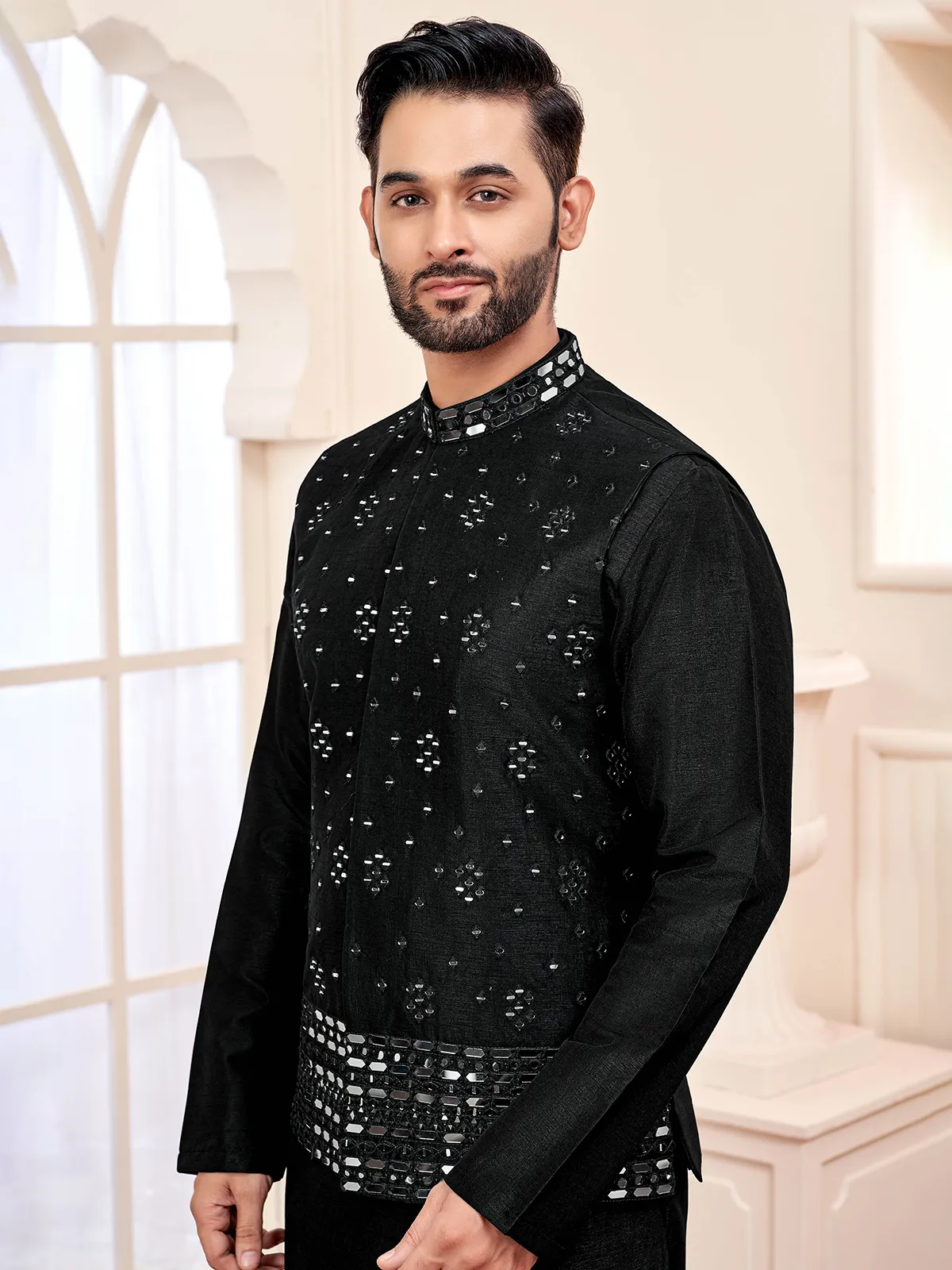 Timeless black waistcoat set perfect for elegant occasions