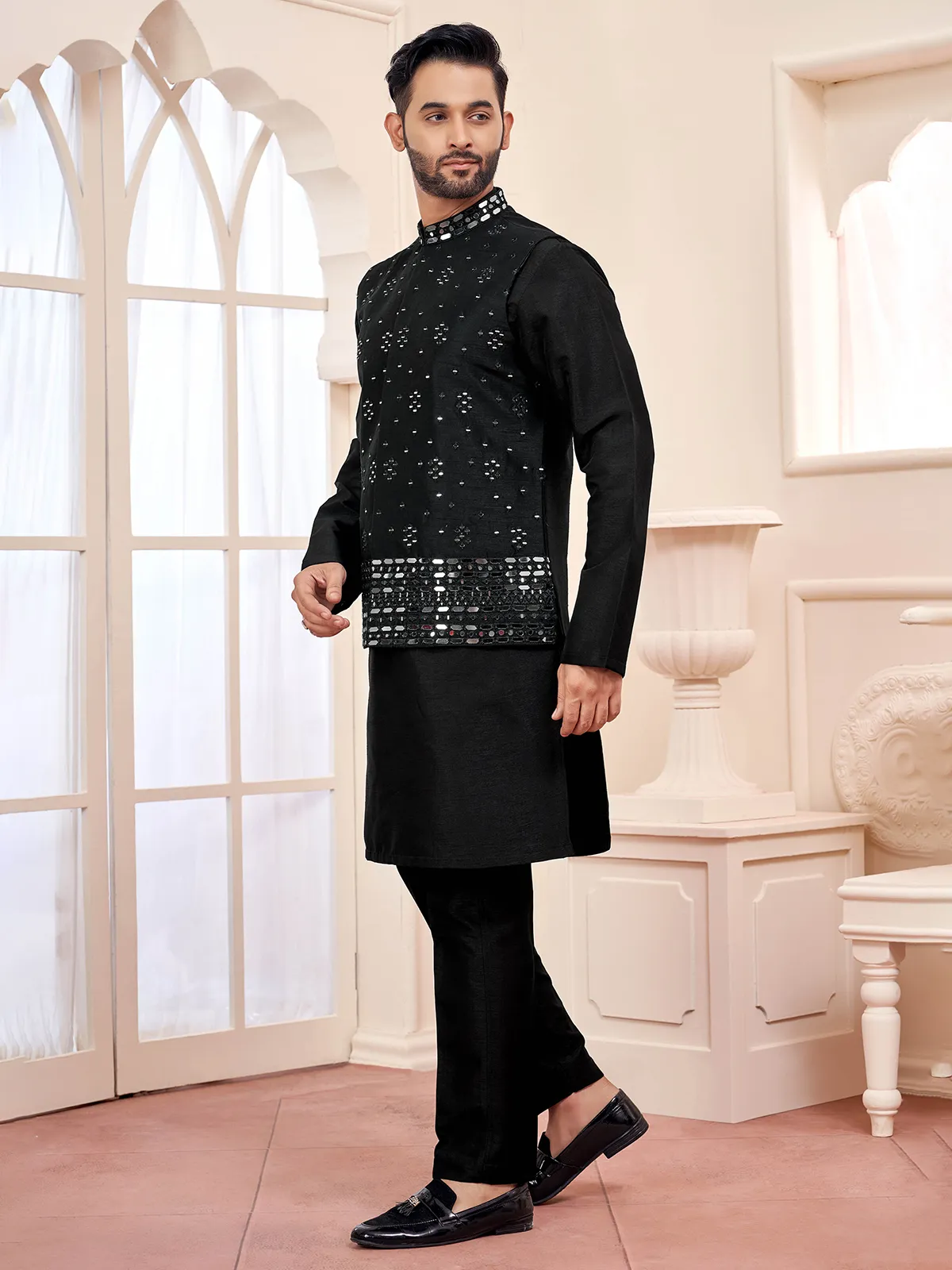 Timeless black waistcoat set perfect for elegant occasions
