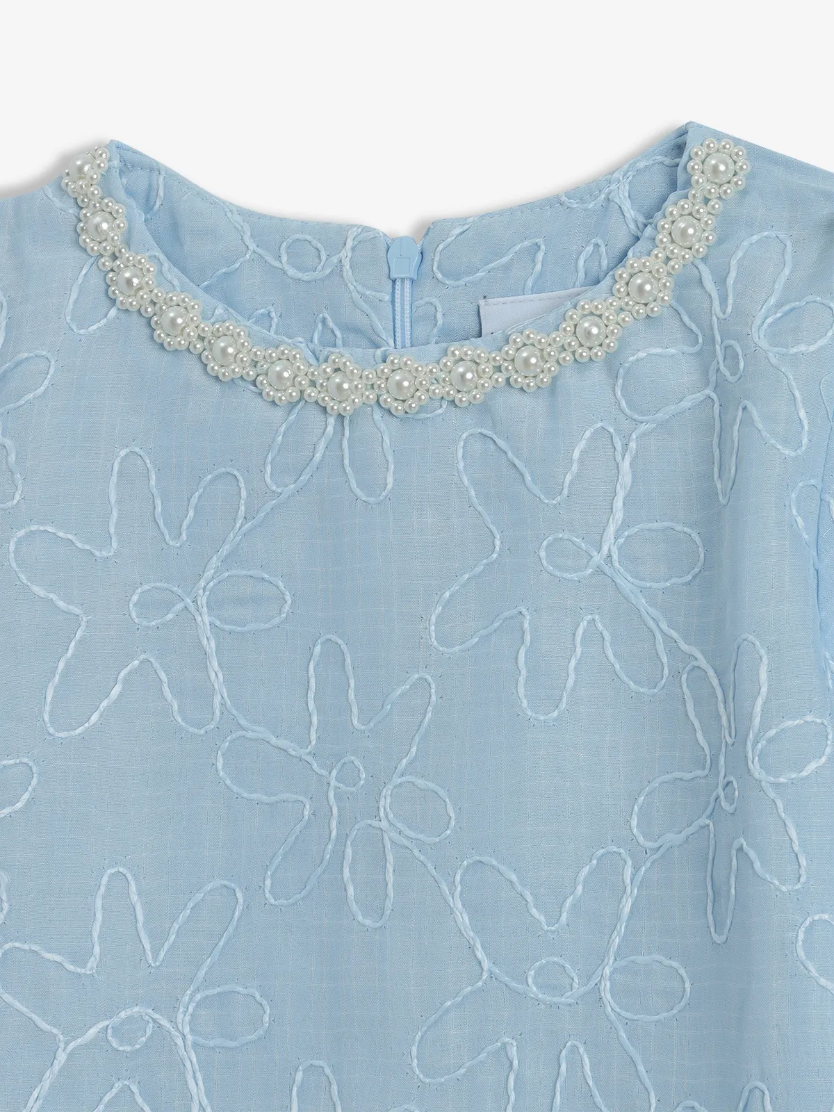 TINY GIRL light blue cotton round neck top