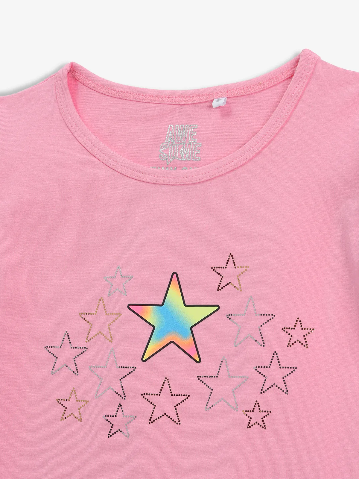 TINY GIRL pink cotton printed top