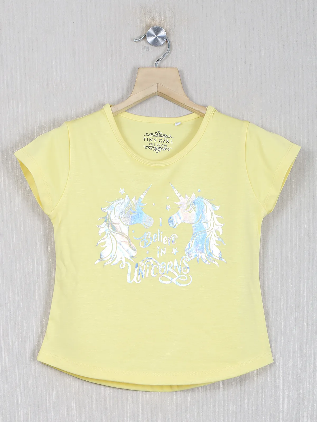 Tiny girl printed light yellow cotton top for girls