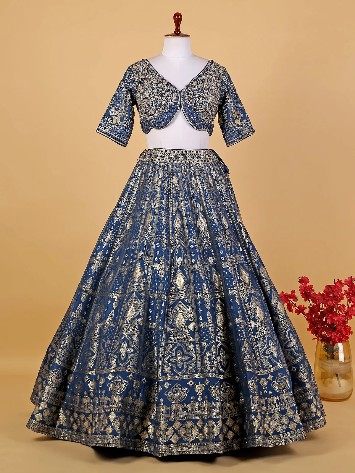 Traditional blue silk lehenga choli