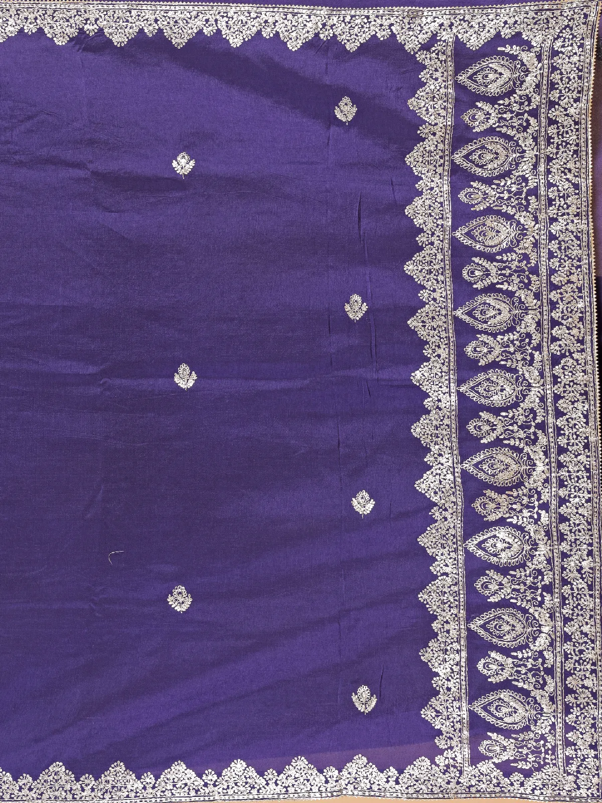 Trendy dark purple silk saree