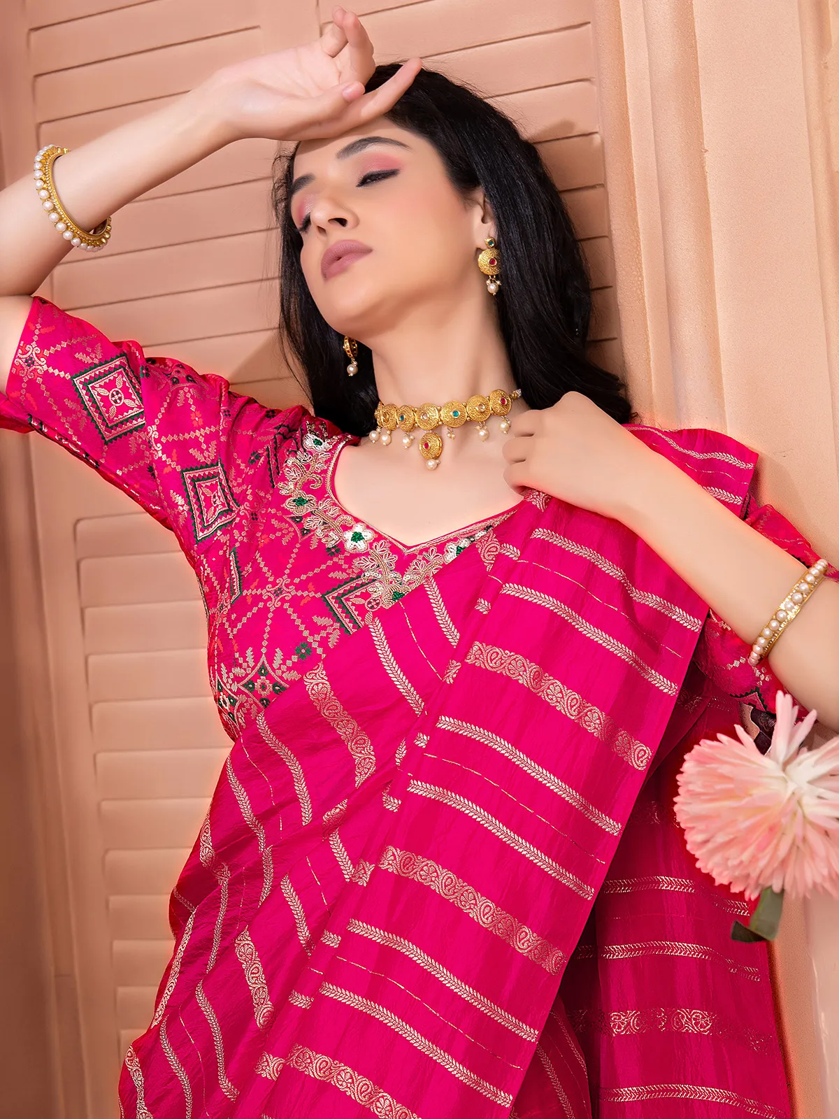 Trendy dola silk magenta saree