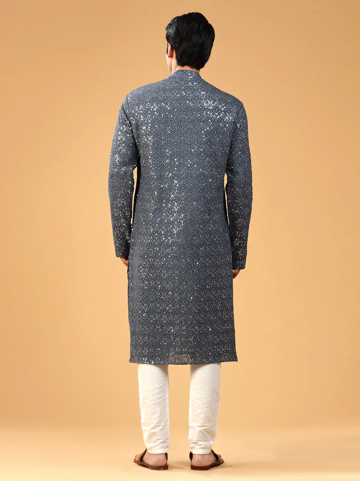 Trendy grey georgette  Men Kurta pajama