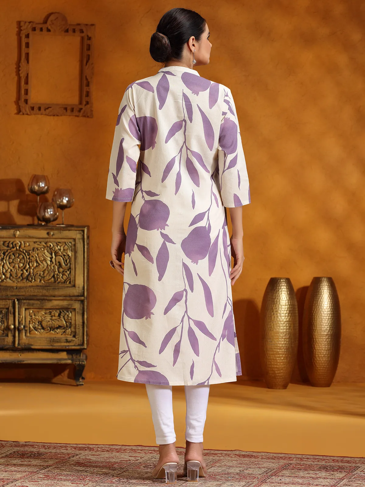 Trendy lavender printed cotton kurti