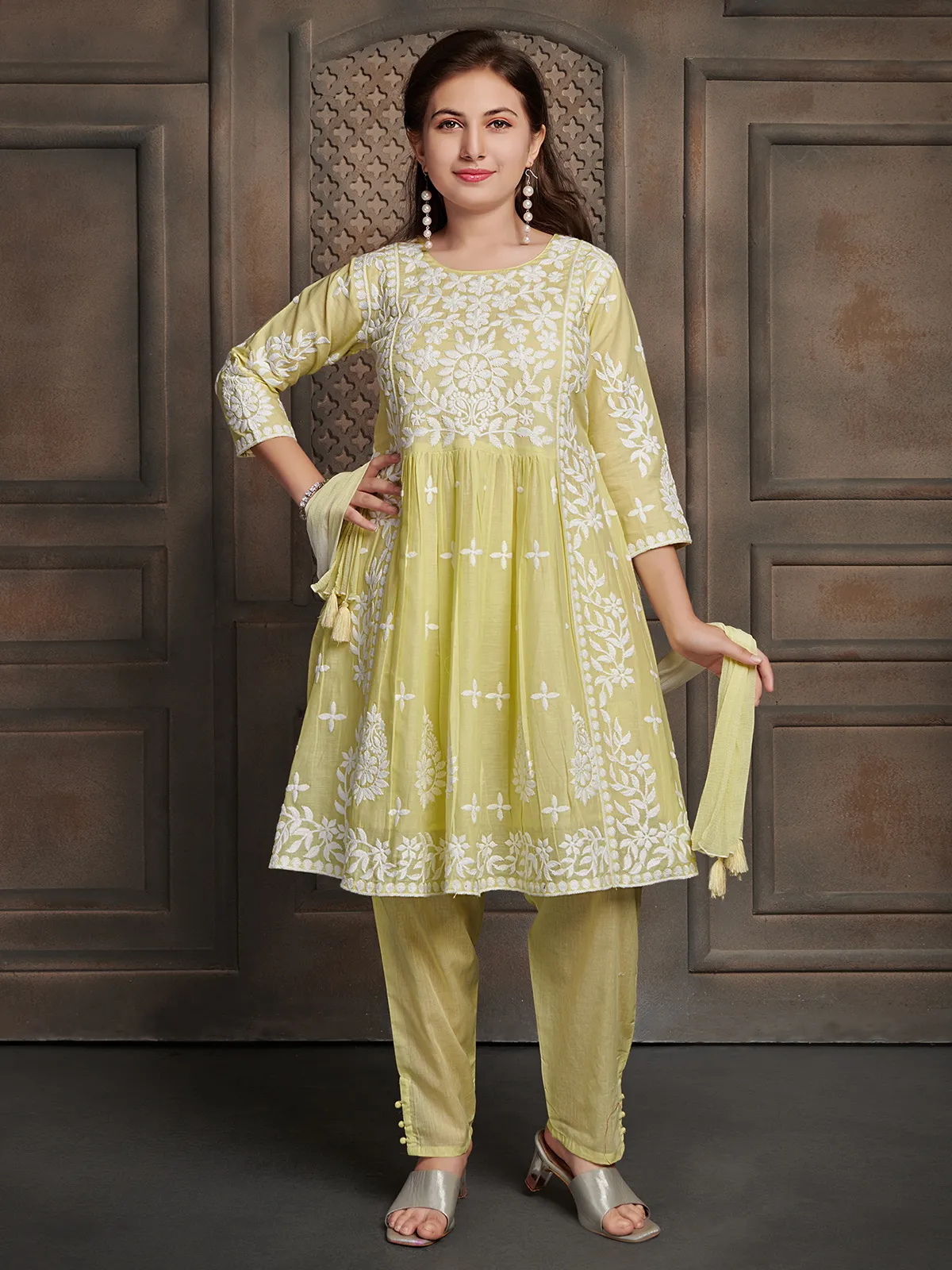 Trendy light green cotton salwar suit