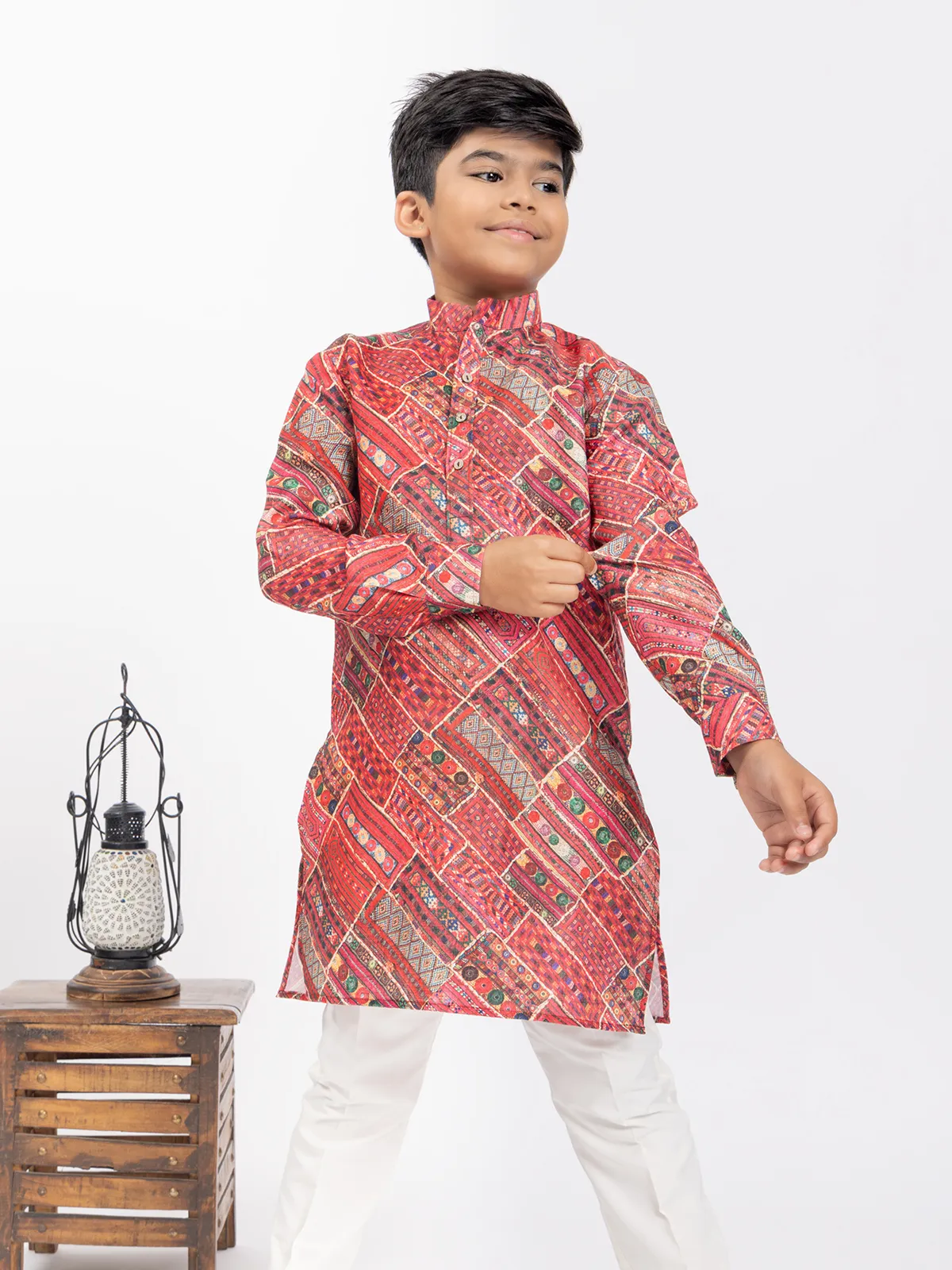 Trendy maroon cotton printed kurta