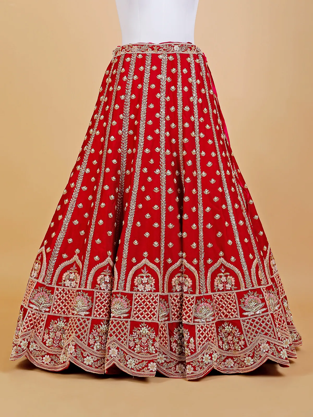 Trendy maroon raw silk lehenga choli