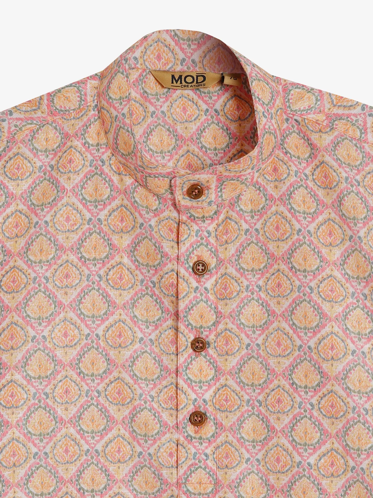 Trendy peach cotton printed kurta suit