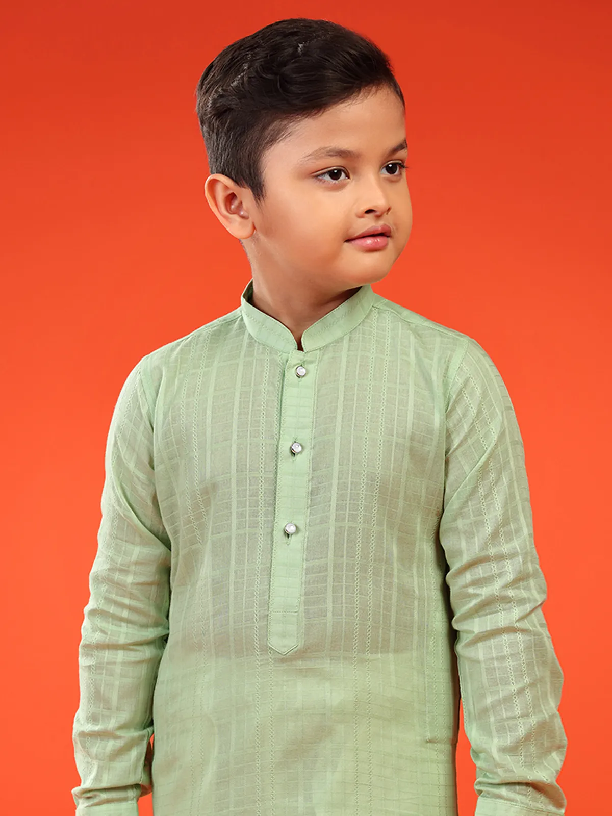 Trendy pista green cotton kurta suit