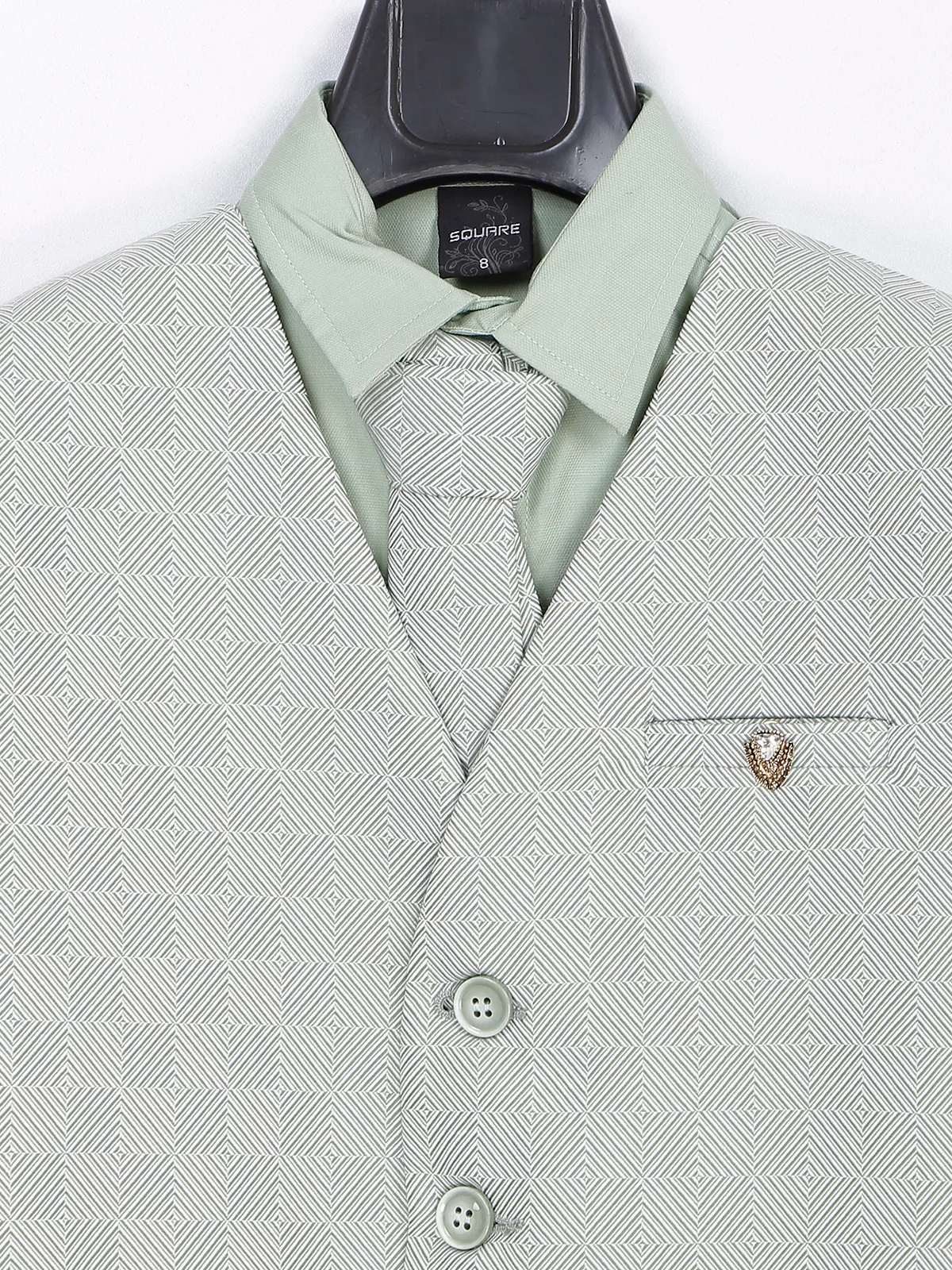 Trendy pista green silk waistcoat set