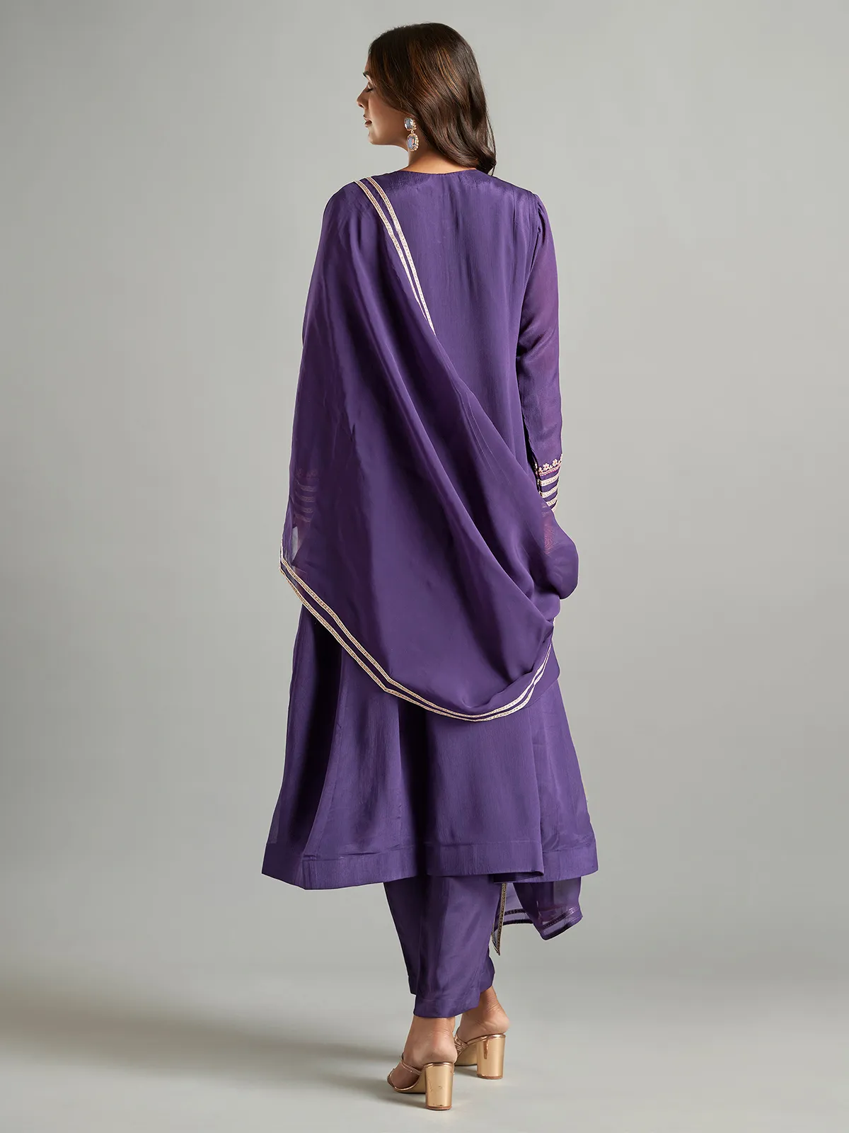 Trendy purple chiffon salwar suit