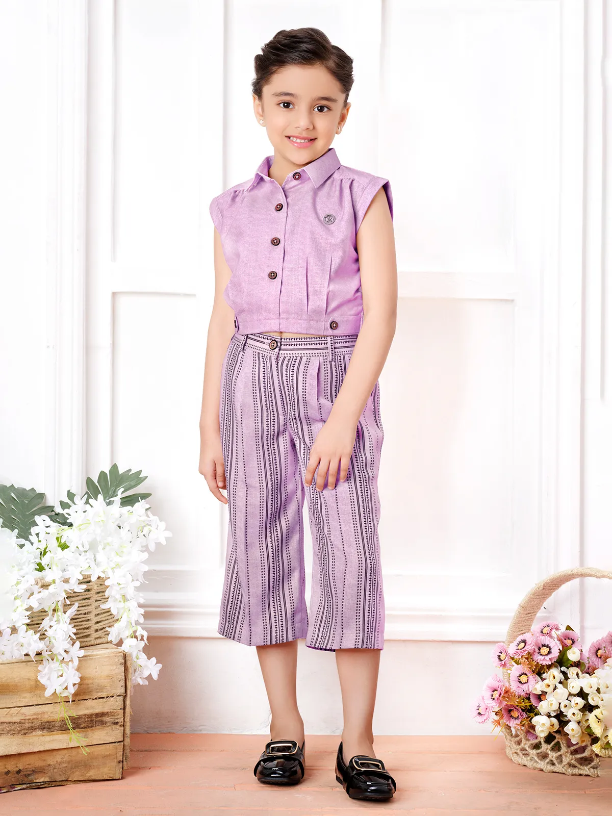 Trendy purple cotton co-ord set