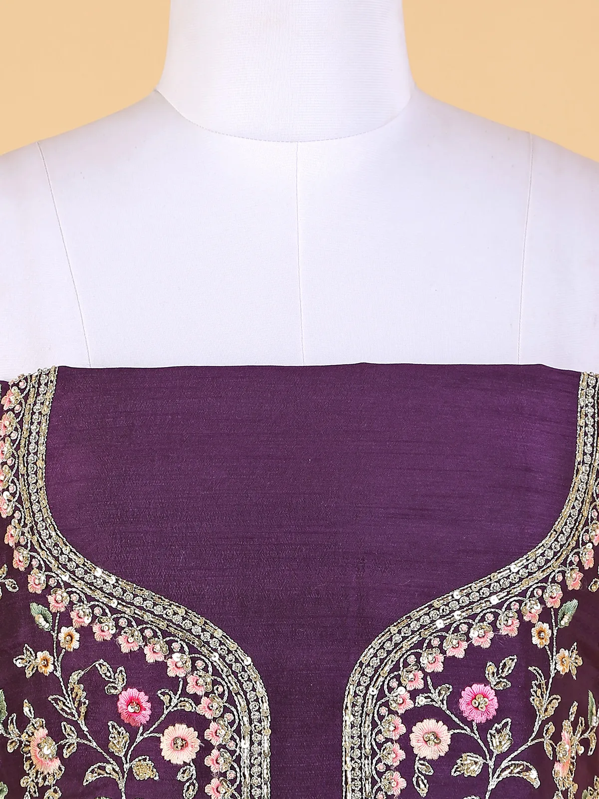 Trendy purple raw silk unstitched lehenga choli