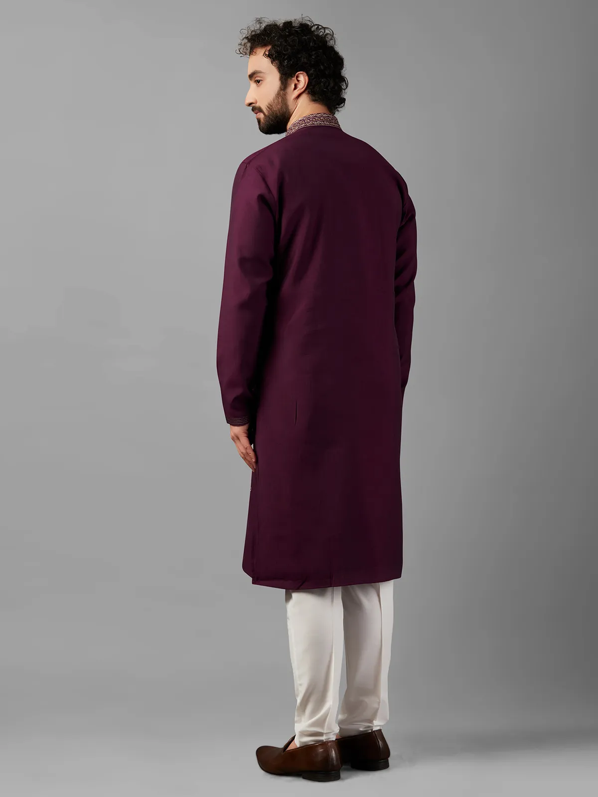 Trendy purple silk  Men Kurta pajama