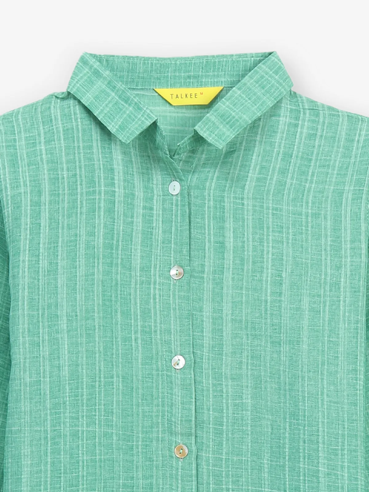 Trendy sea green cotton checks shirt