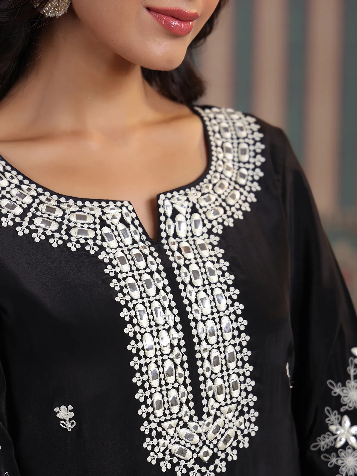 Trendy silk black kurti set