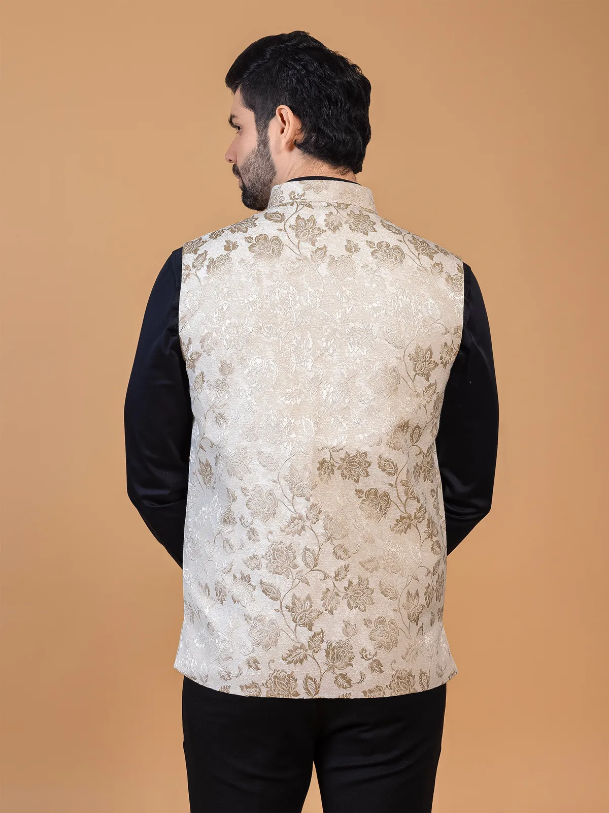 Trendy silk cream waistcoat