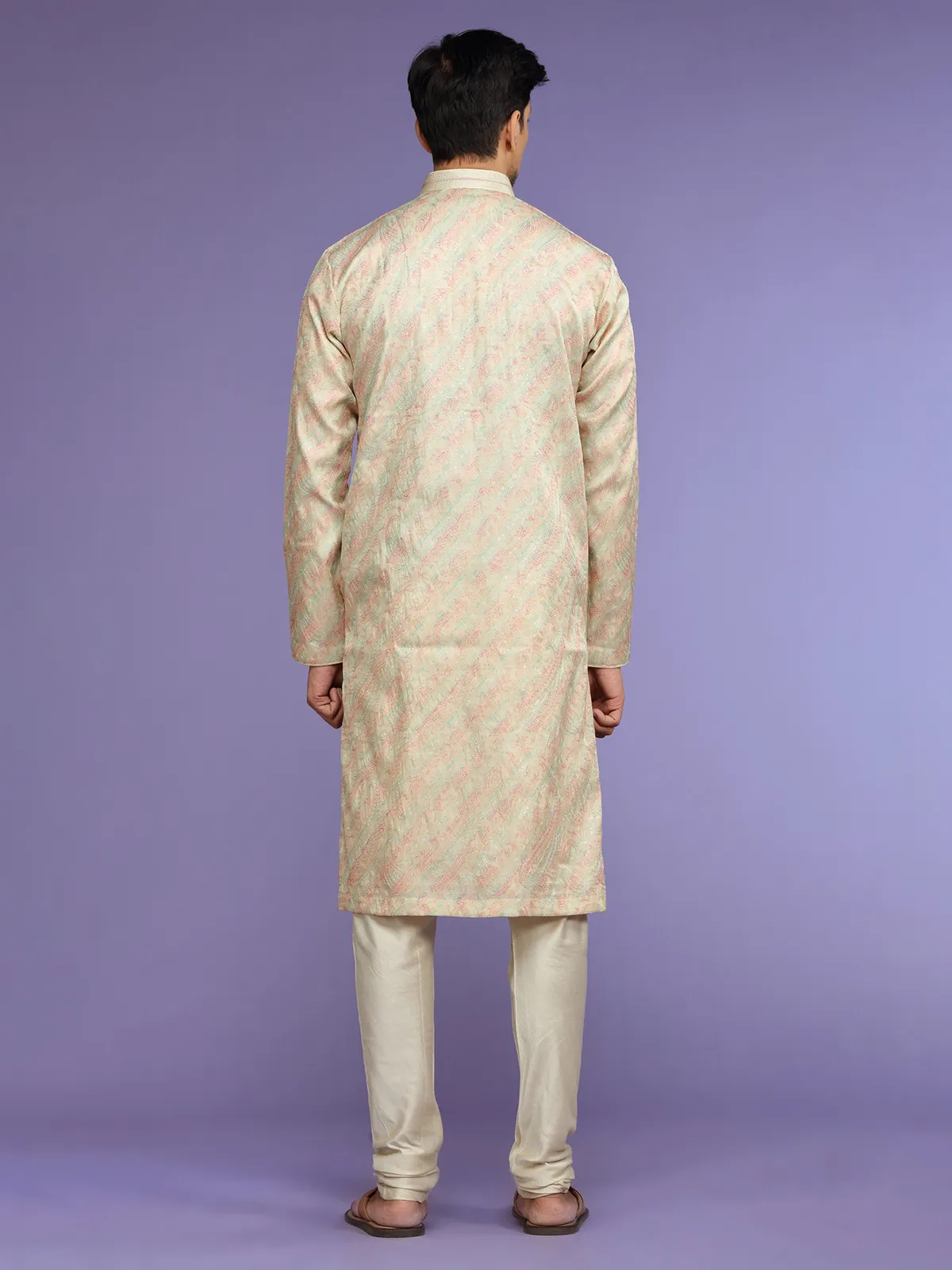 Trendy silk  Men Kurta pajama in beige