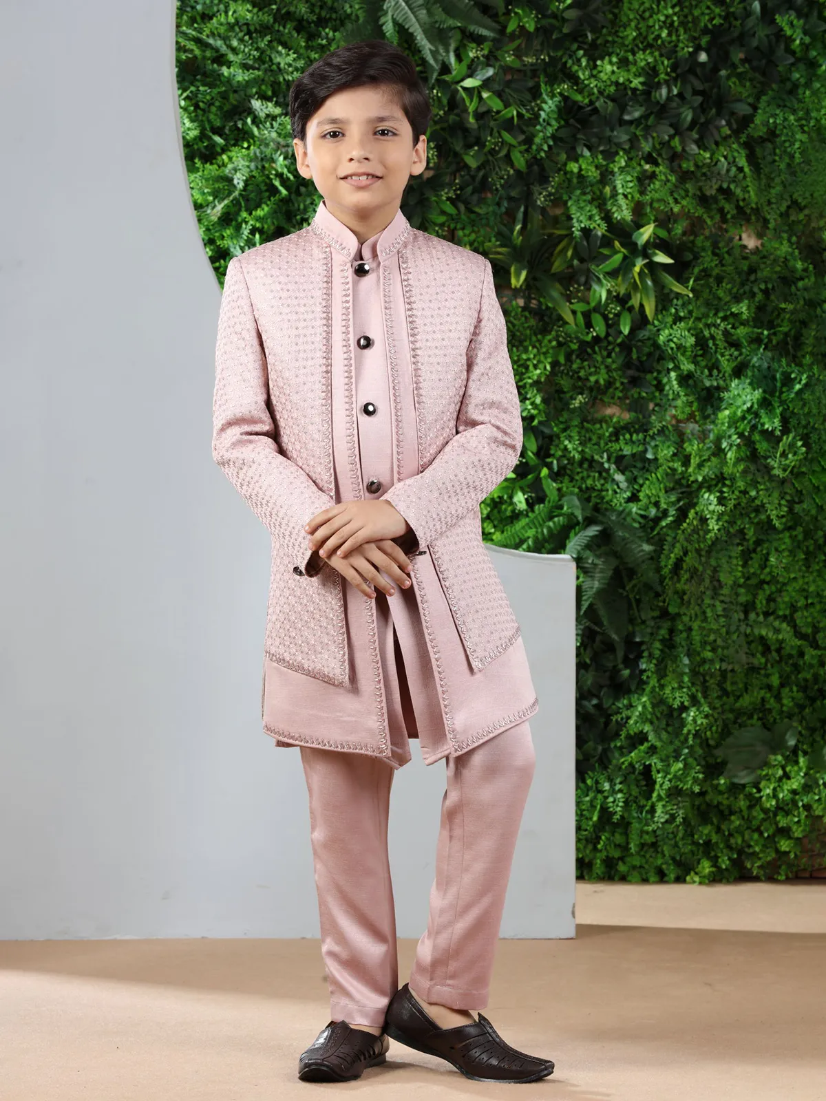 Trendy silk light pink indowestern