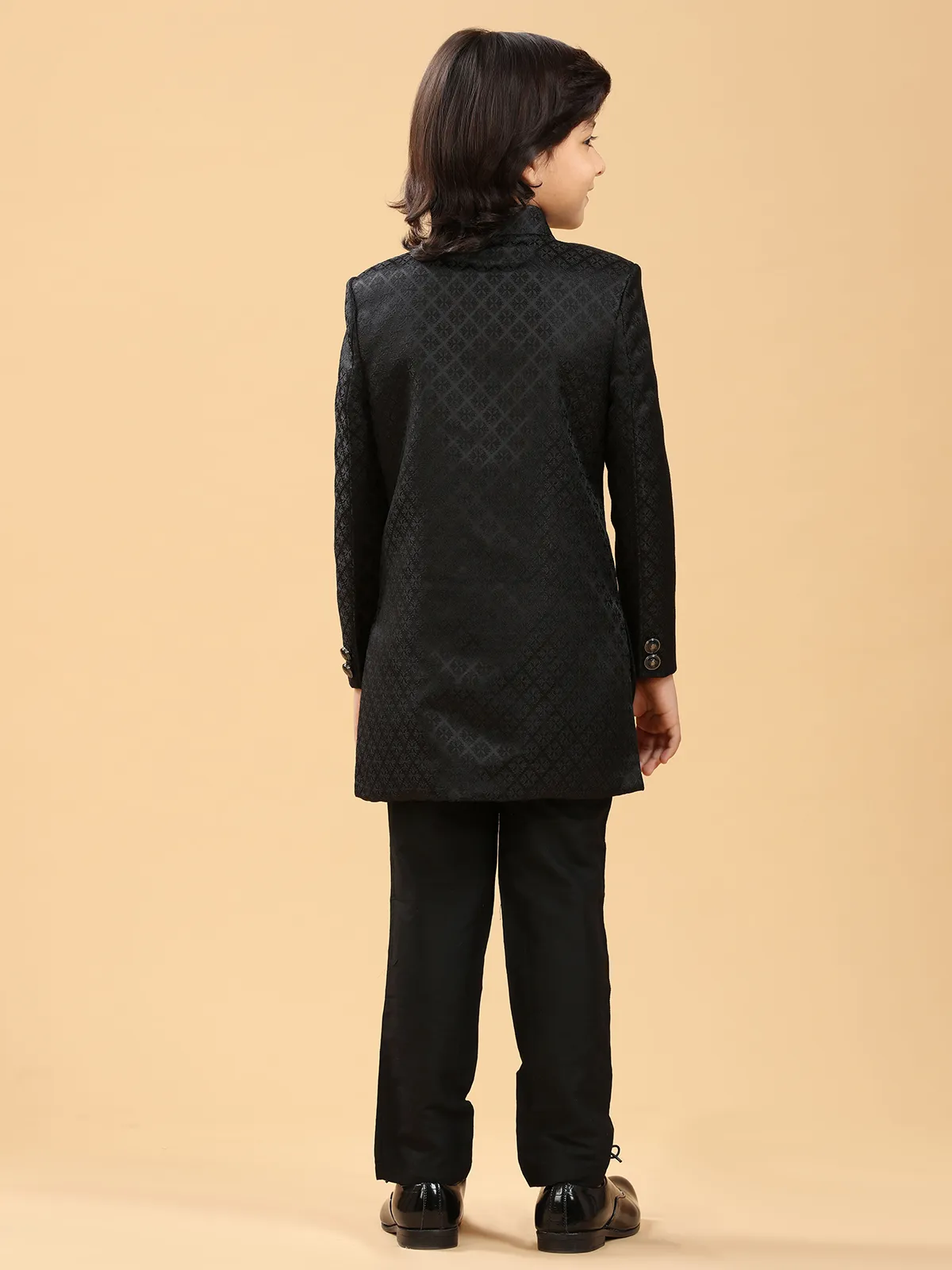 Trendy terry rayon black indowestern