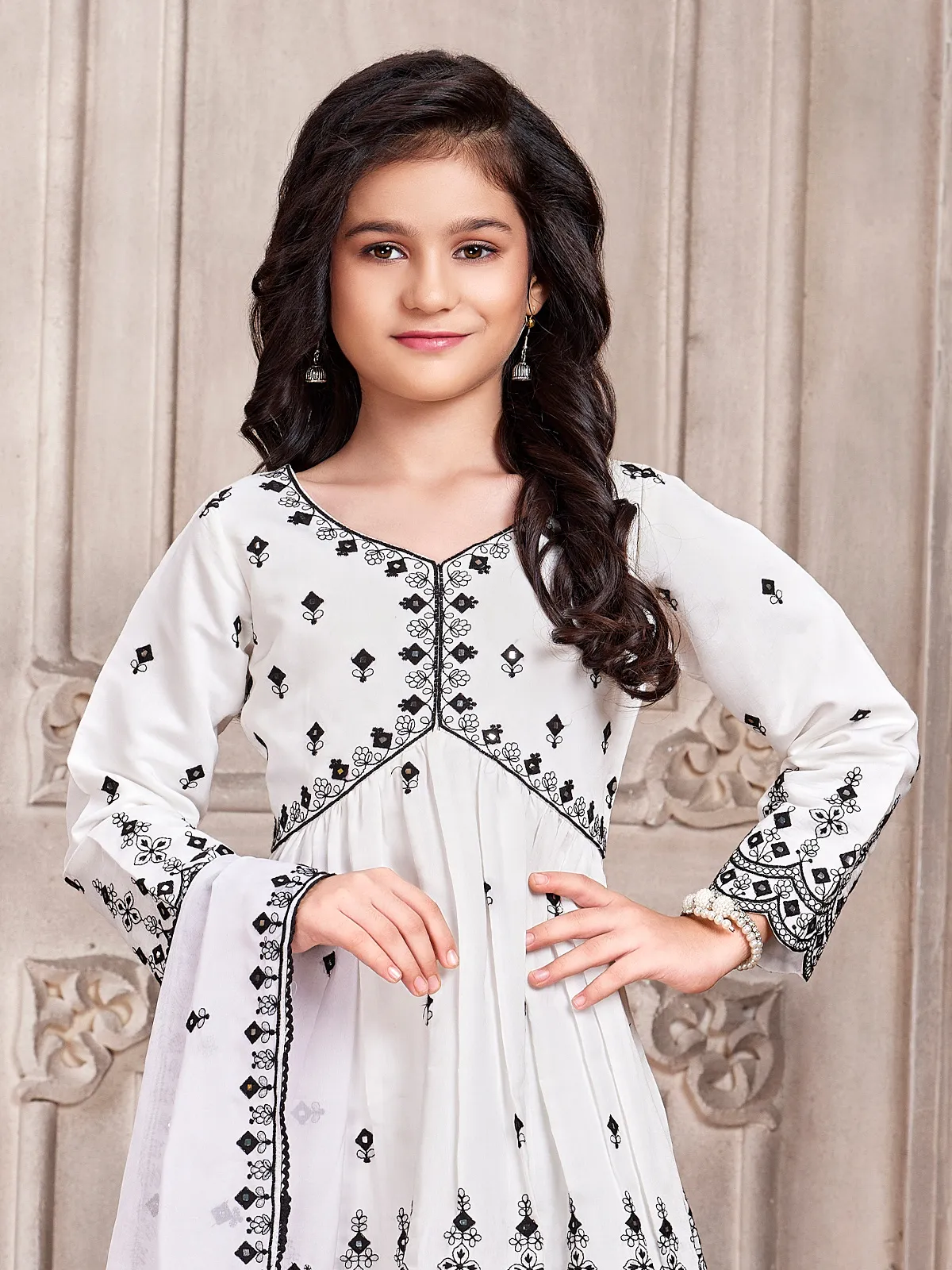 Trendy white cotton sharara suit