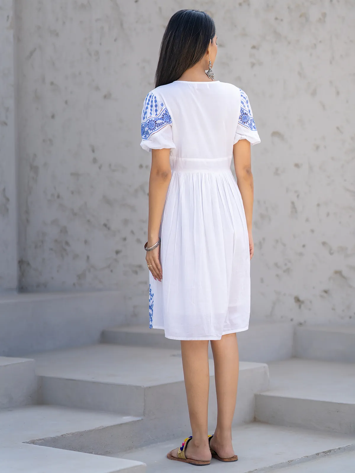 Trendy white cotton silk kurti