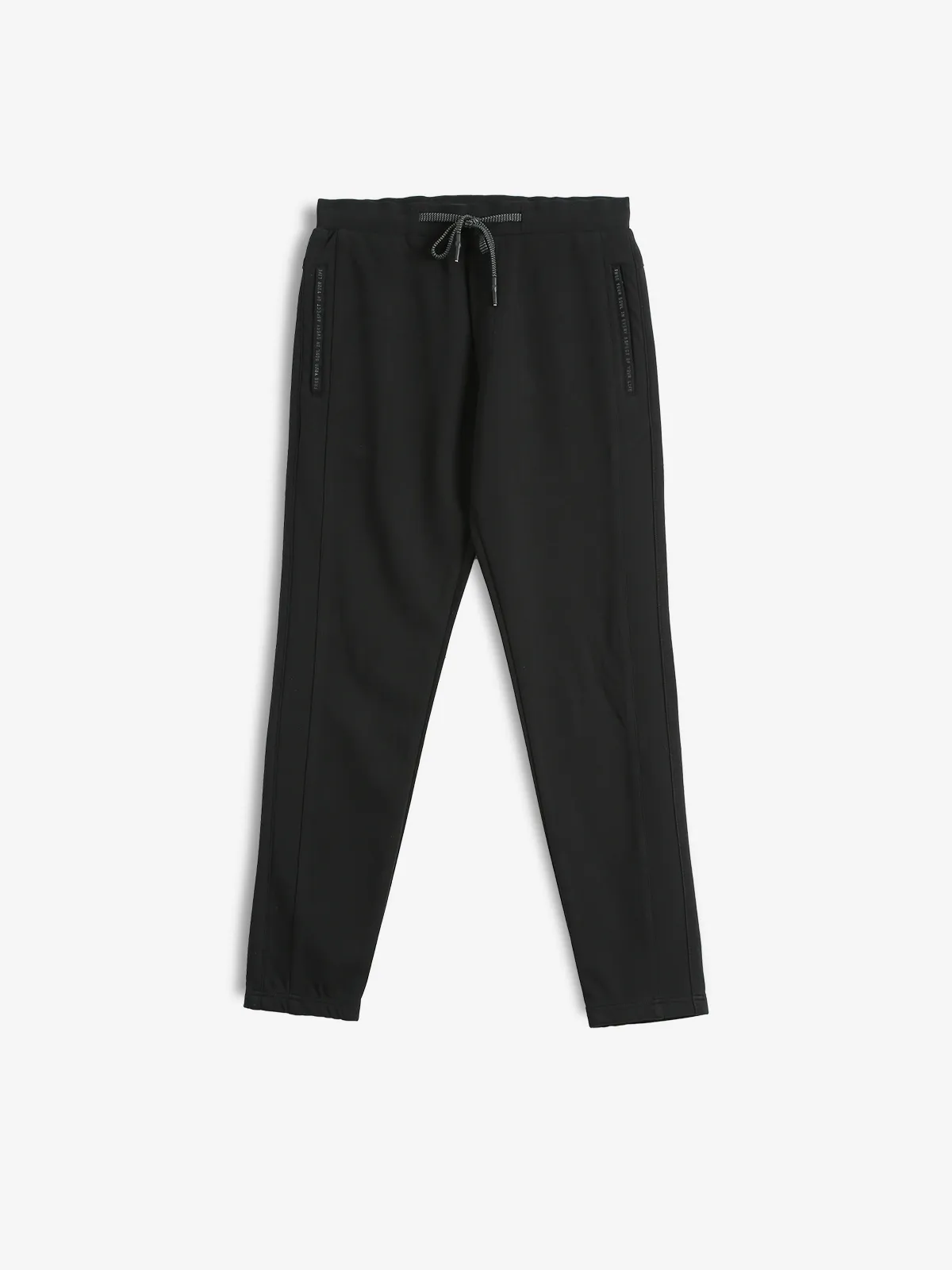 TYZ solid black cotton track pant