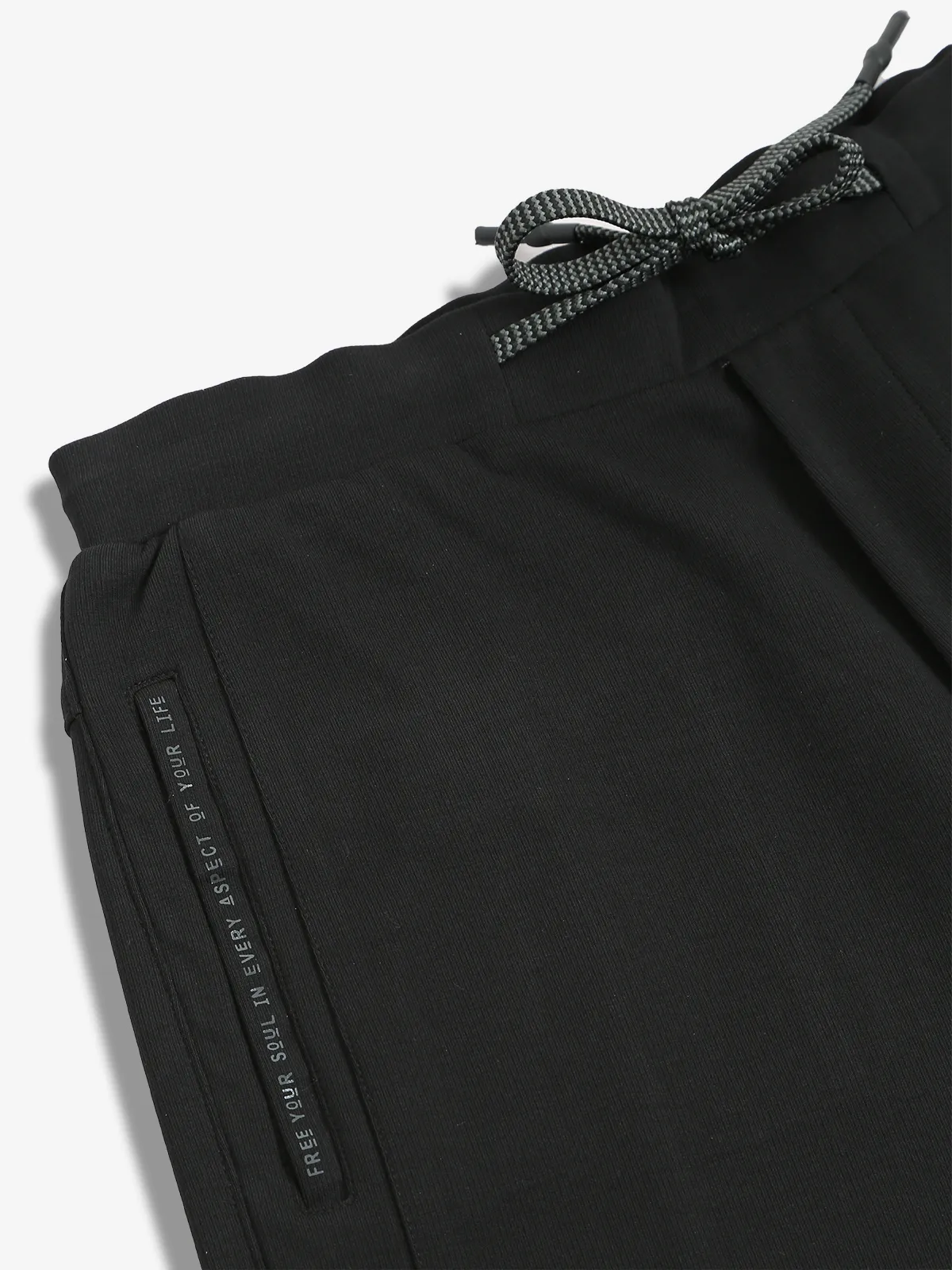 TYZ solid black cotton track pant