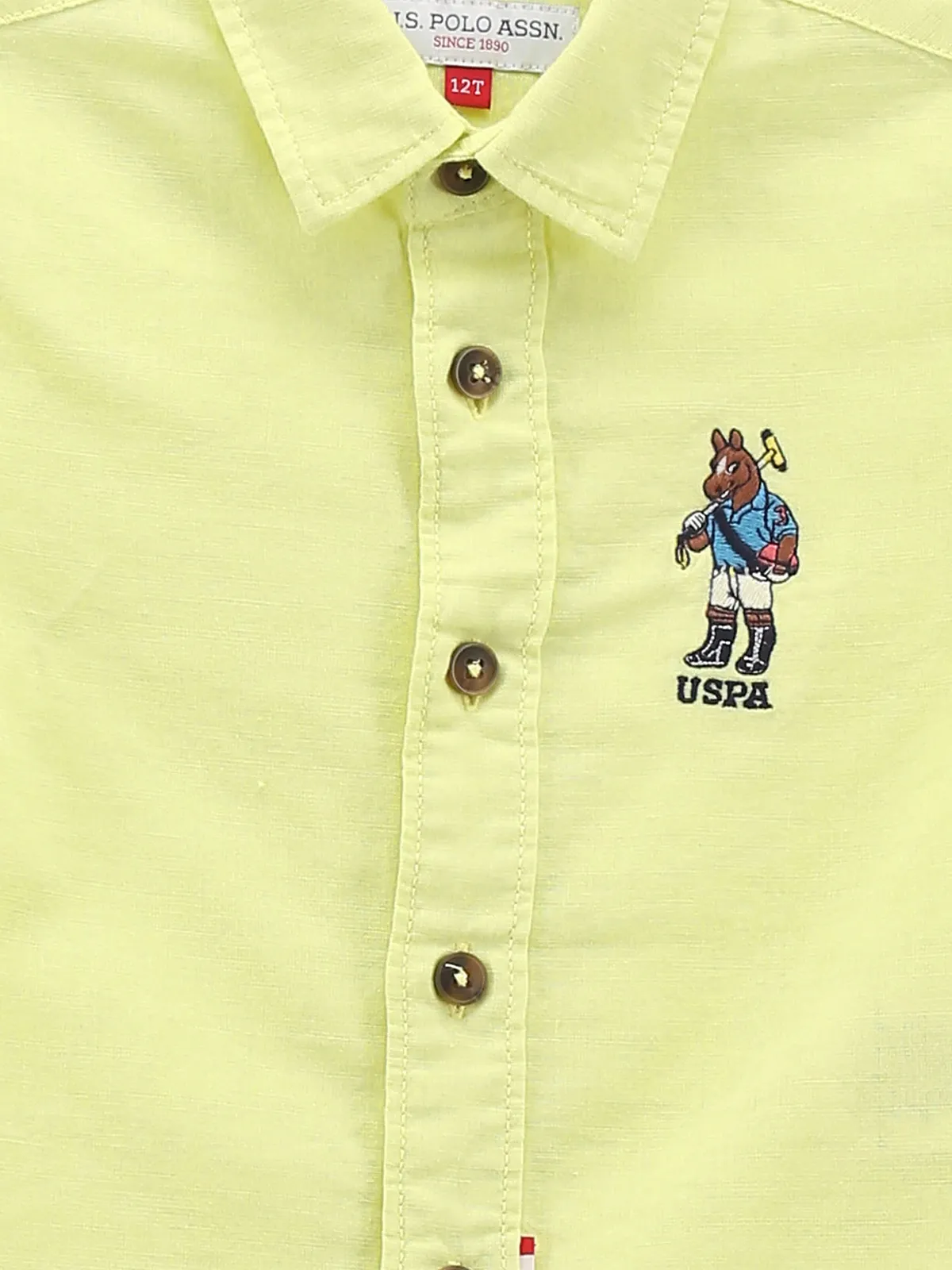 U S PLOL  ASSN light green cotton plain shirt