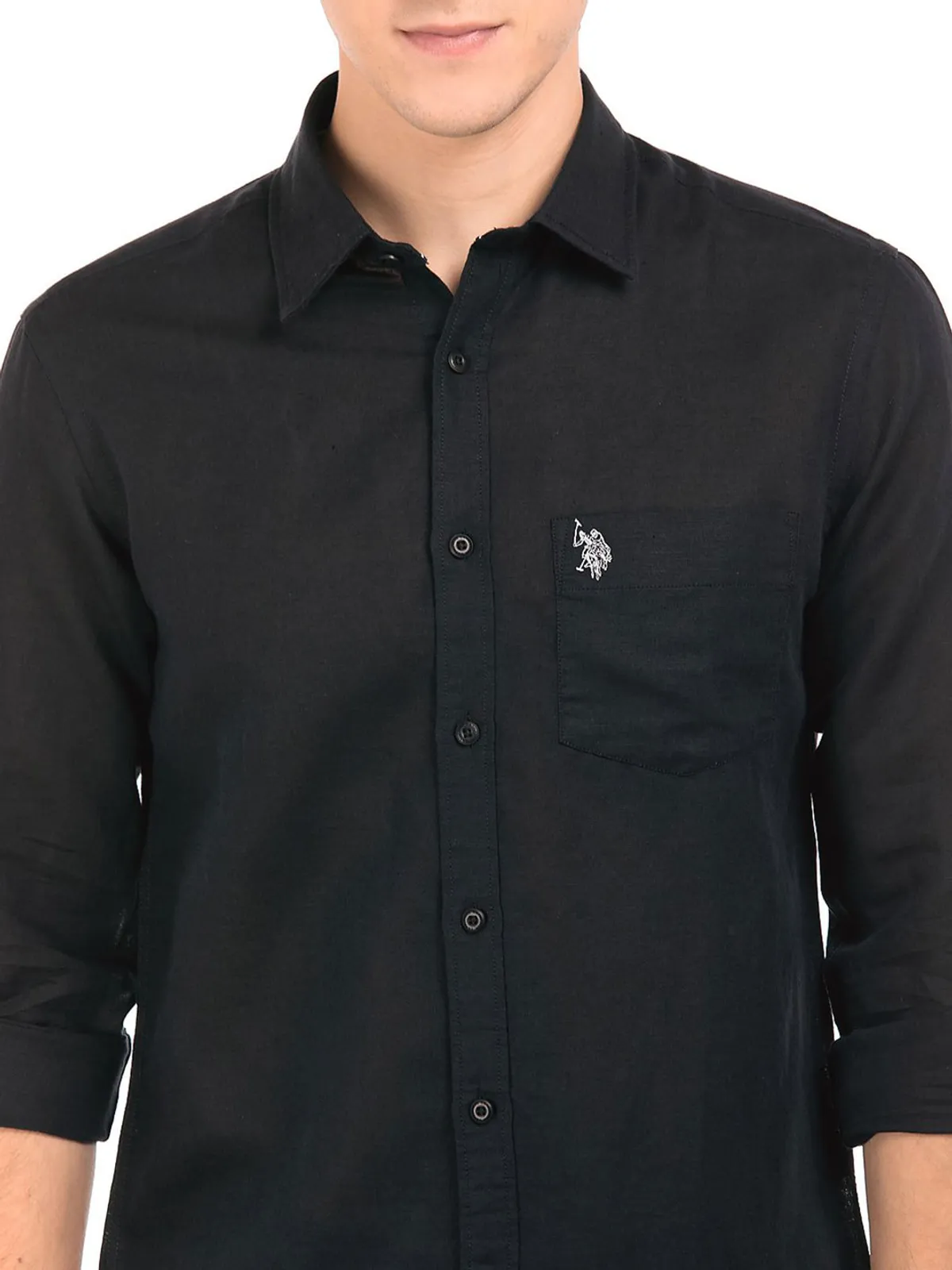 U S Polo Assn black cotton shirt