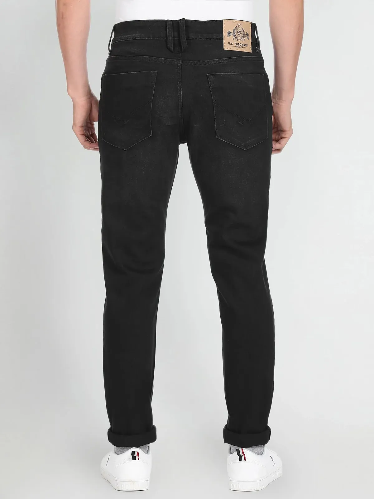 U S POLO ASSN black solid slim taper jeans