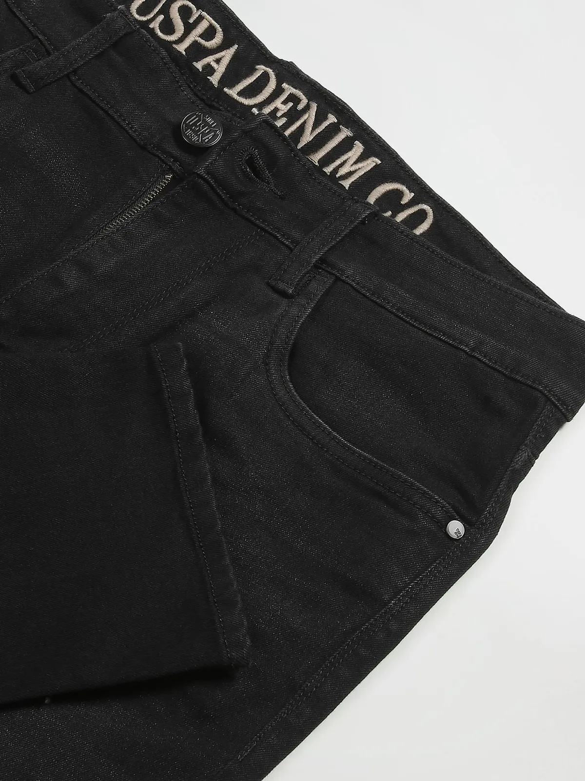 U S POLO ASSN black solid slim taper jeans