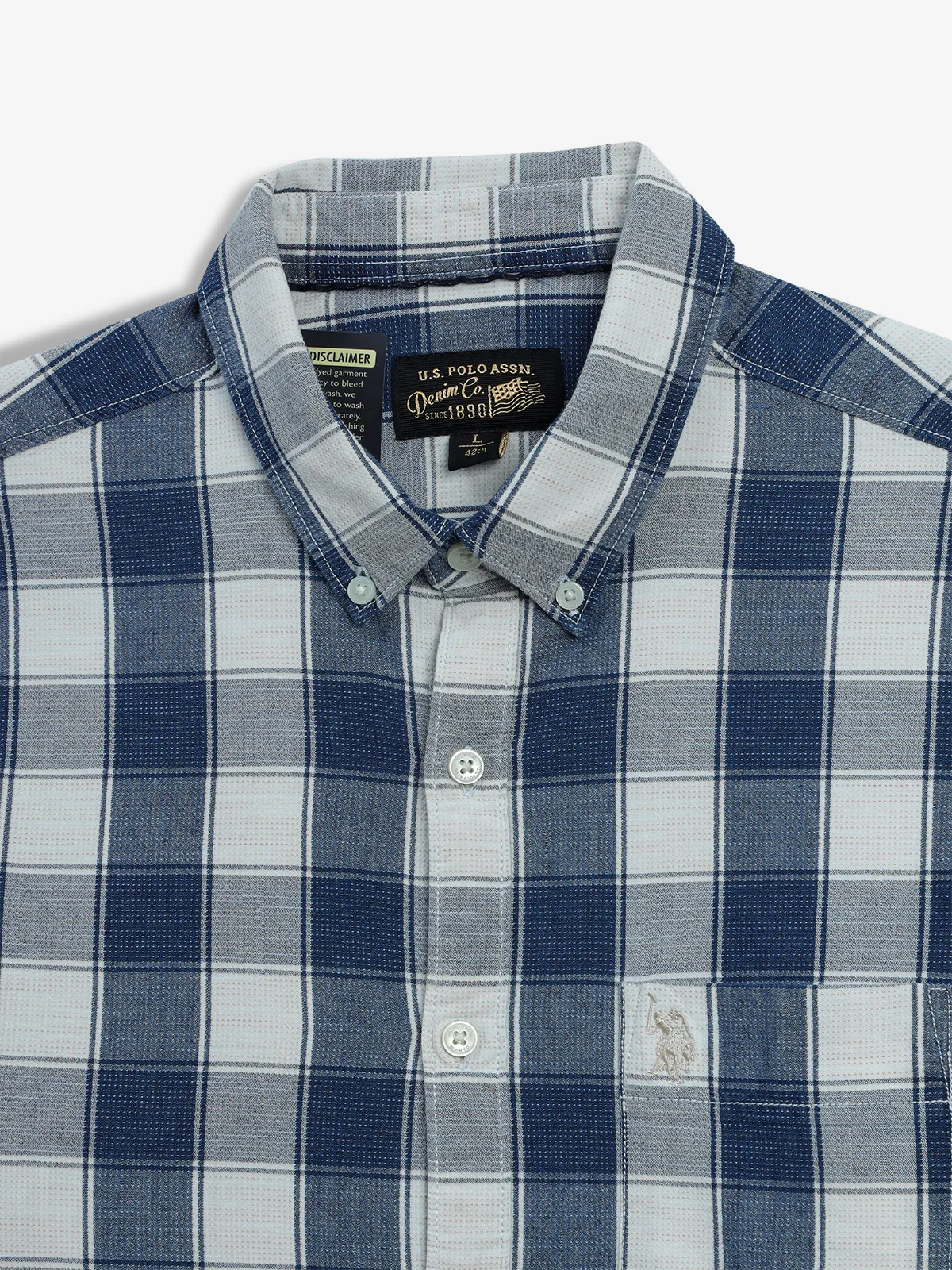 U S POLO ASSN blue and white checks casual shirt