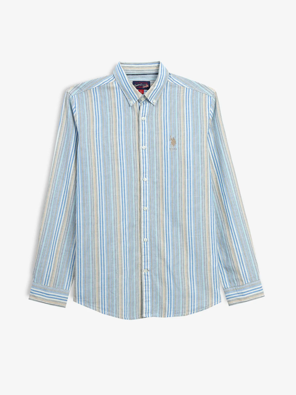 U S POLO ASSN blue stripe casual shirt