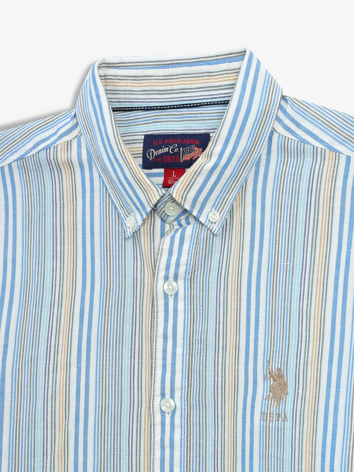 U S POLO ASSN blue stripe casual shirt