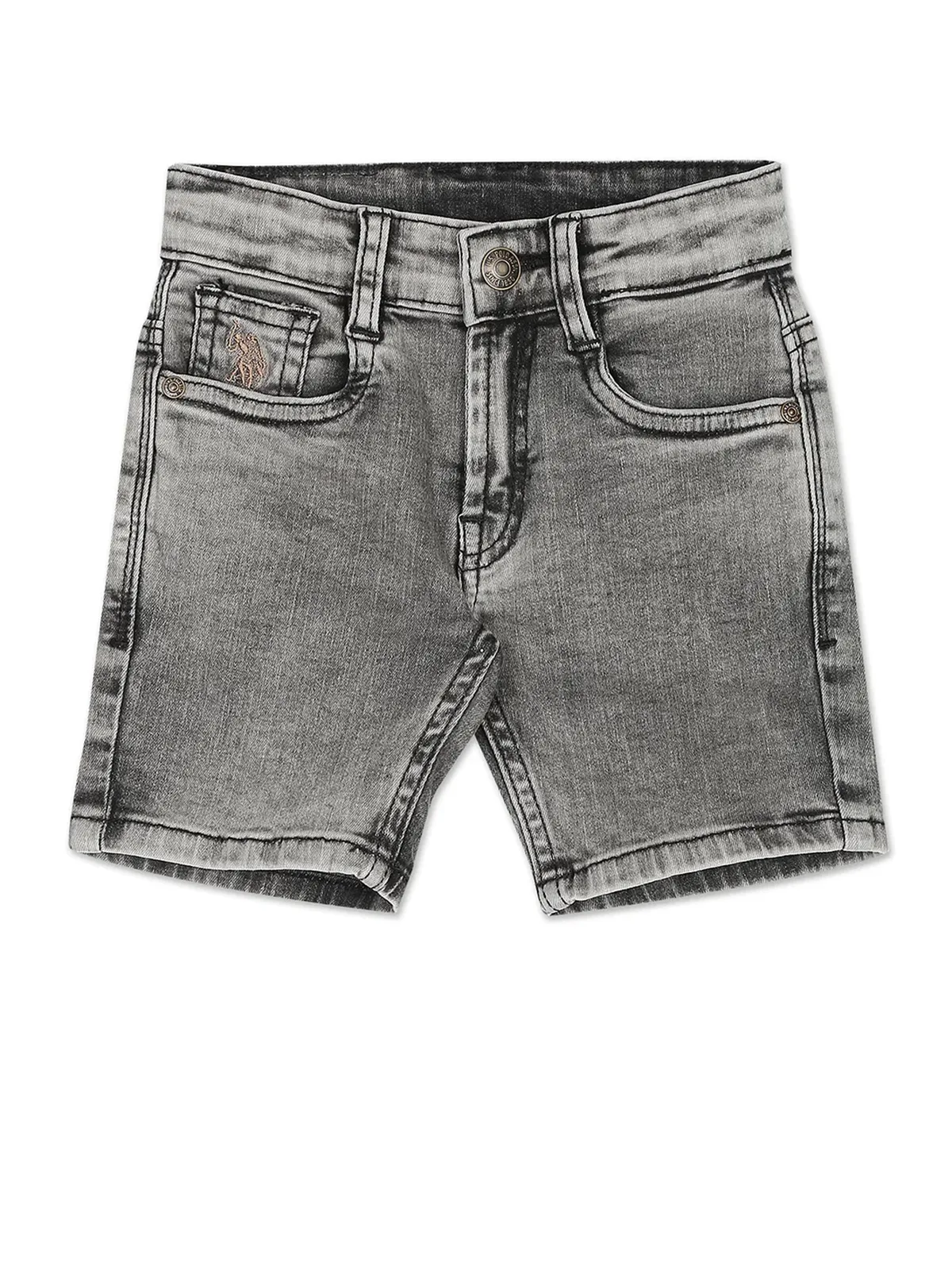 U S POLO ASSN grey washed denim shorts