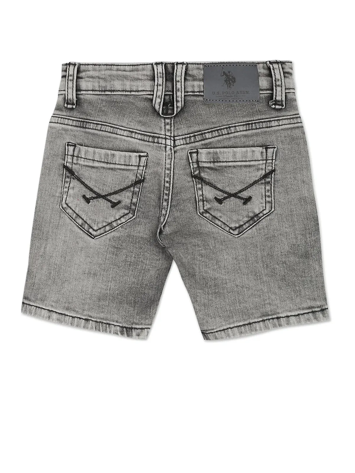 U S POLO ASSN grey washed denim shorts