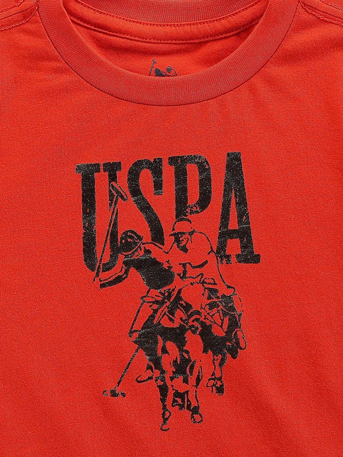 U S POLO ASSN half sleeves orange cotton t shirt