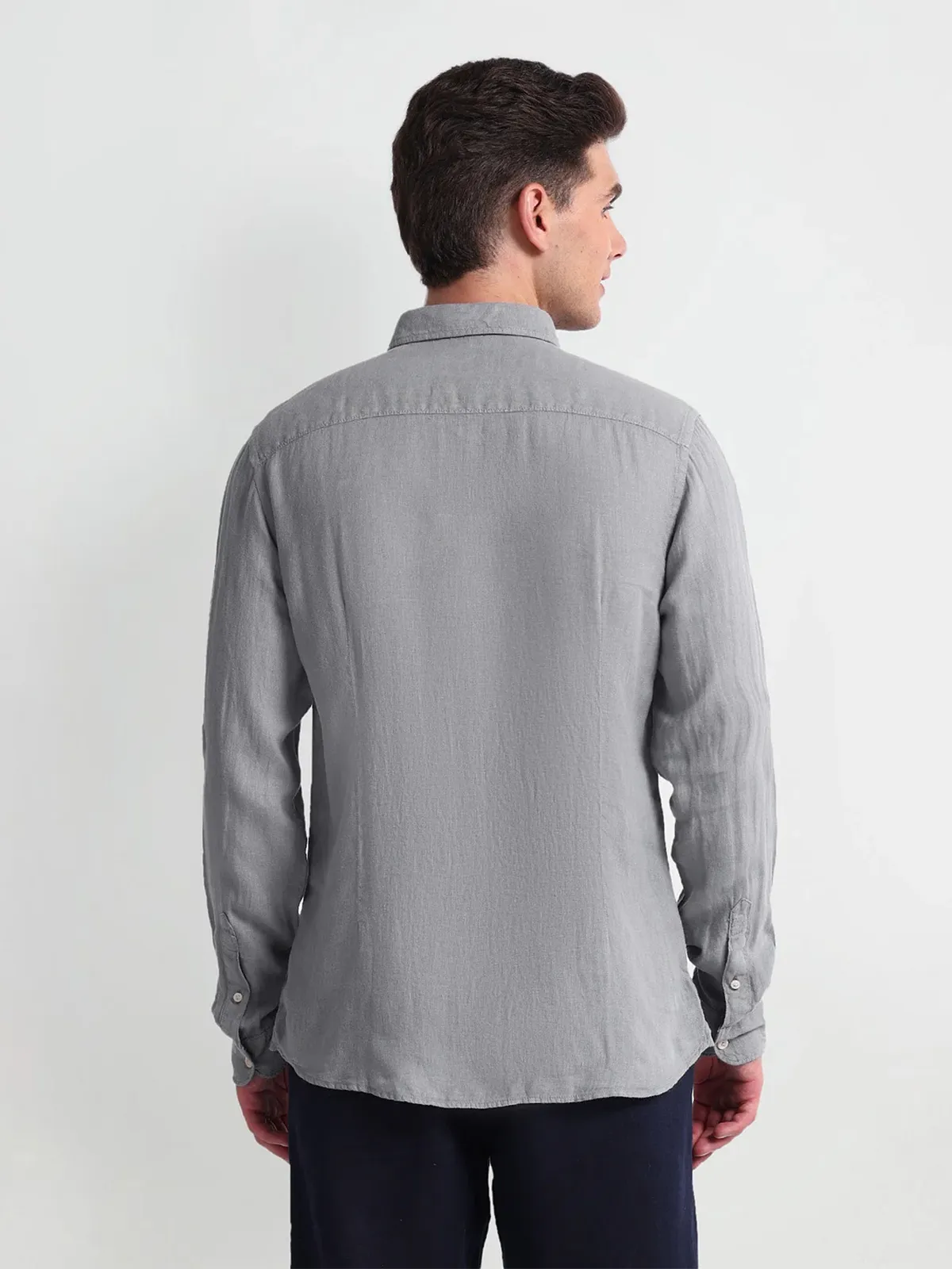 U S POLO ASSN light grey plain shirt